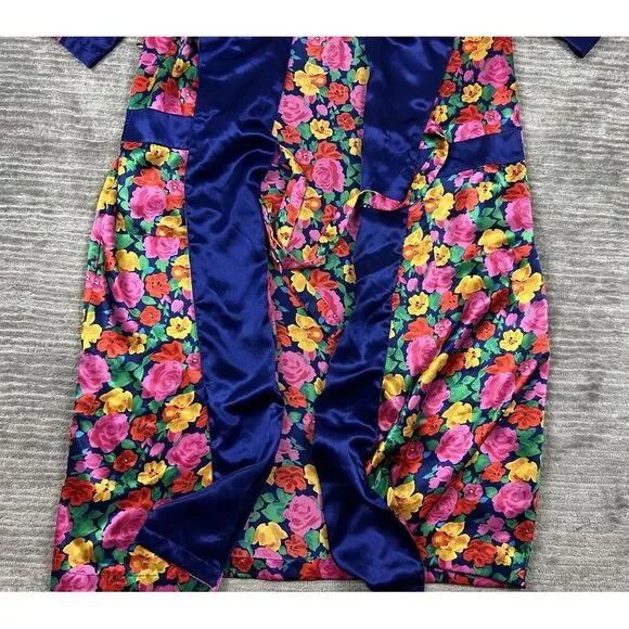 Vintage Victorias Secret Robe Large Multicolor‎ Floral Long Open Front Polyester - Picture 3 of 12
